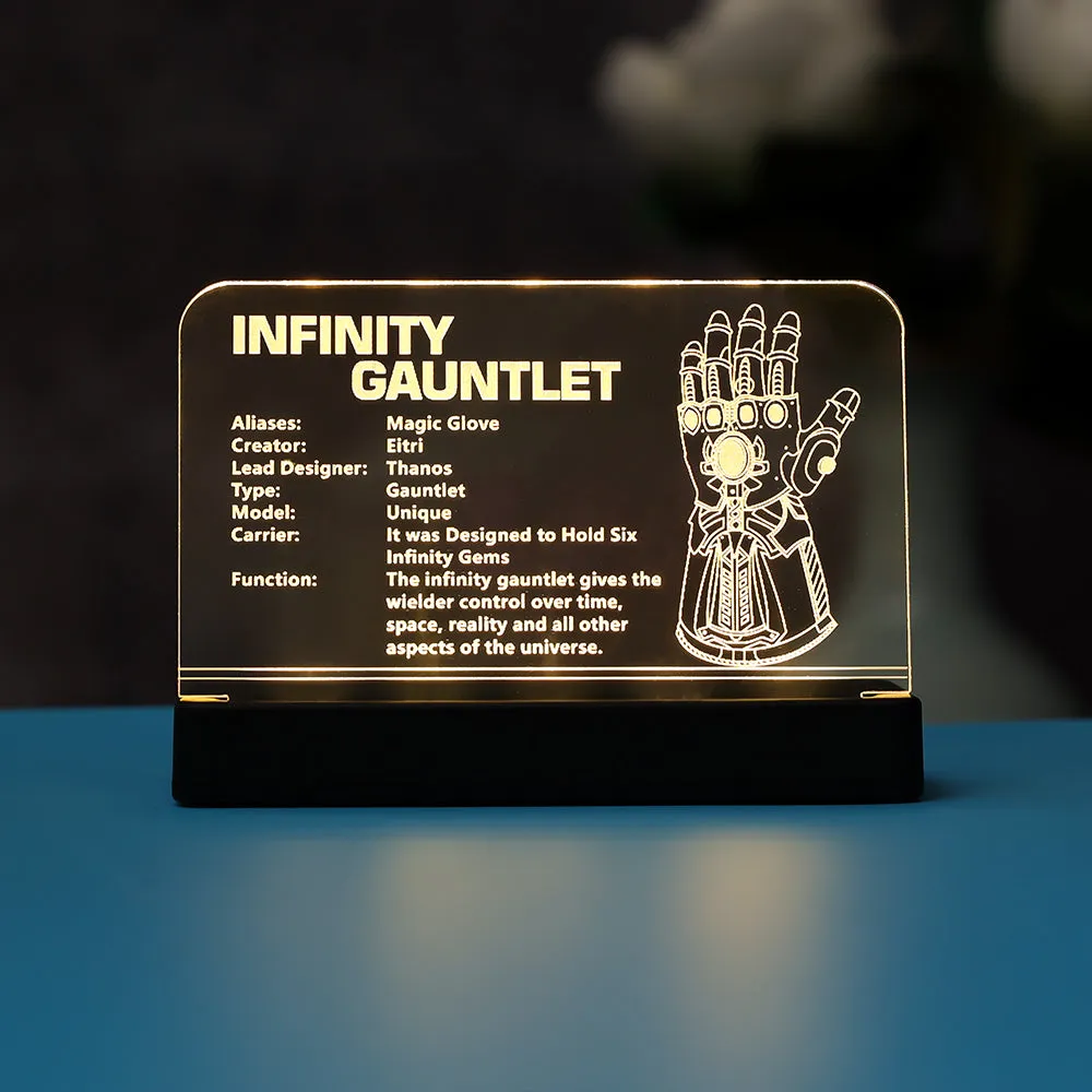 LED Light Acrylic Nameplate for Infinity Gauntlet #76191