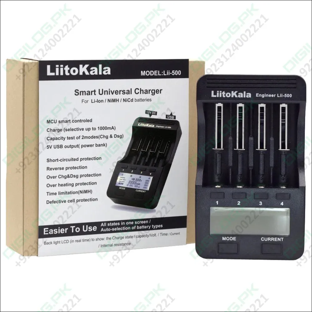 Liitokala Lii-500 Lcd Display 18650/26650 Speedy Rechargeable Lithium Battery Charger with Adaptor