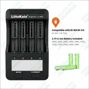 Liitokala Lii-500 Lcd Display 18650/26650 Speedy Rechargeable Lithium Battery Charger with Adaptor