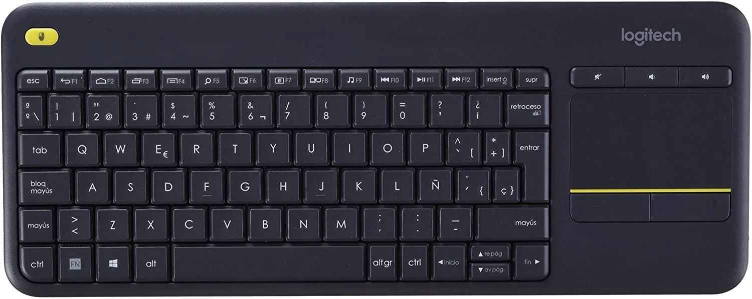 Logitech K400 Plus 2.4GHz Wireless Touch Keyboard with Built-In Multi-Touch Touchpad, Quiet Keys, and 10m Wireless Range for Computer, PC, TV, Phones, and Tablets