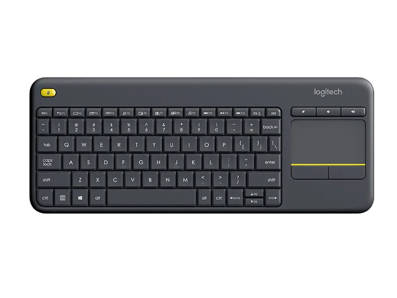 Logitech K400 Plus 2.4GHz Wireless Touch Keyboard with Built-In Multi-Touch Touchpad, Quiet Keys, and 10m Wireless Range for Computer, PC, TV, Phones, and Tablets