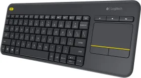 Logitech K400 Plus Wireless Touch TV Keyboard with Built-in Touchpad, Media Controls, QWERTY UK Layout - Black