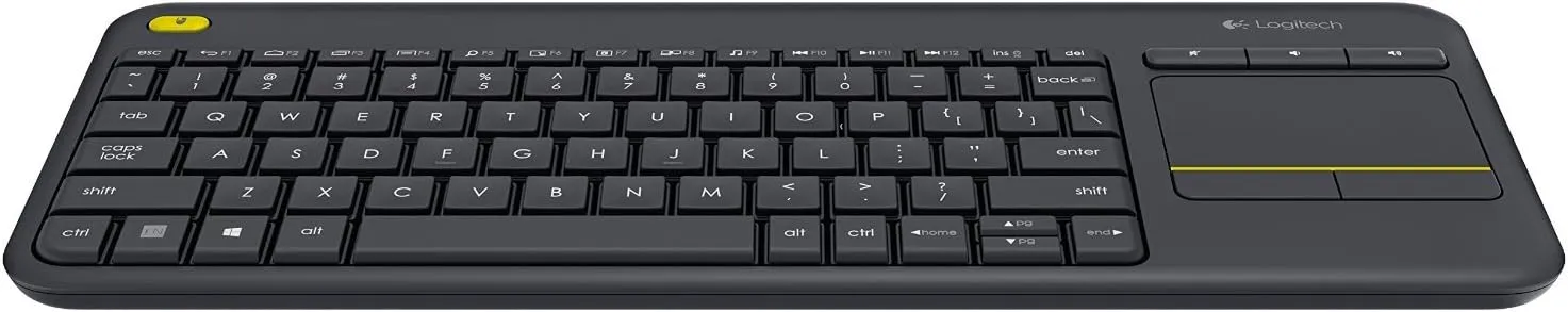 Logitech K400 Plus Wireless Touch TV Keyboard with Built-in Touchpad, Media Controls, QWERTY UK Layout - Black