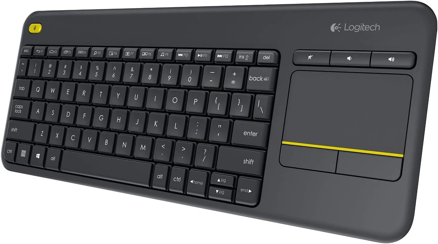 Logitech K400 Plus Wireless Touch TV Keyboard with Built-in Touchpad, Media Controls, QWERTY UK Layout - Black