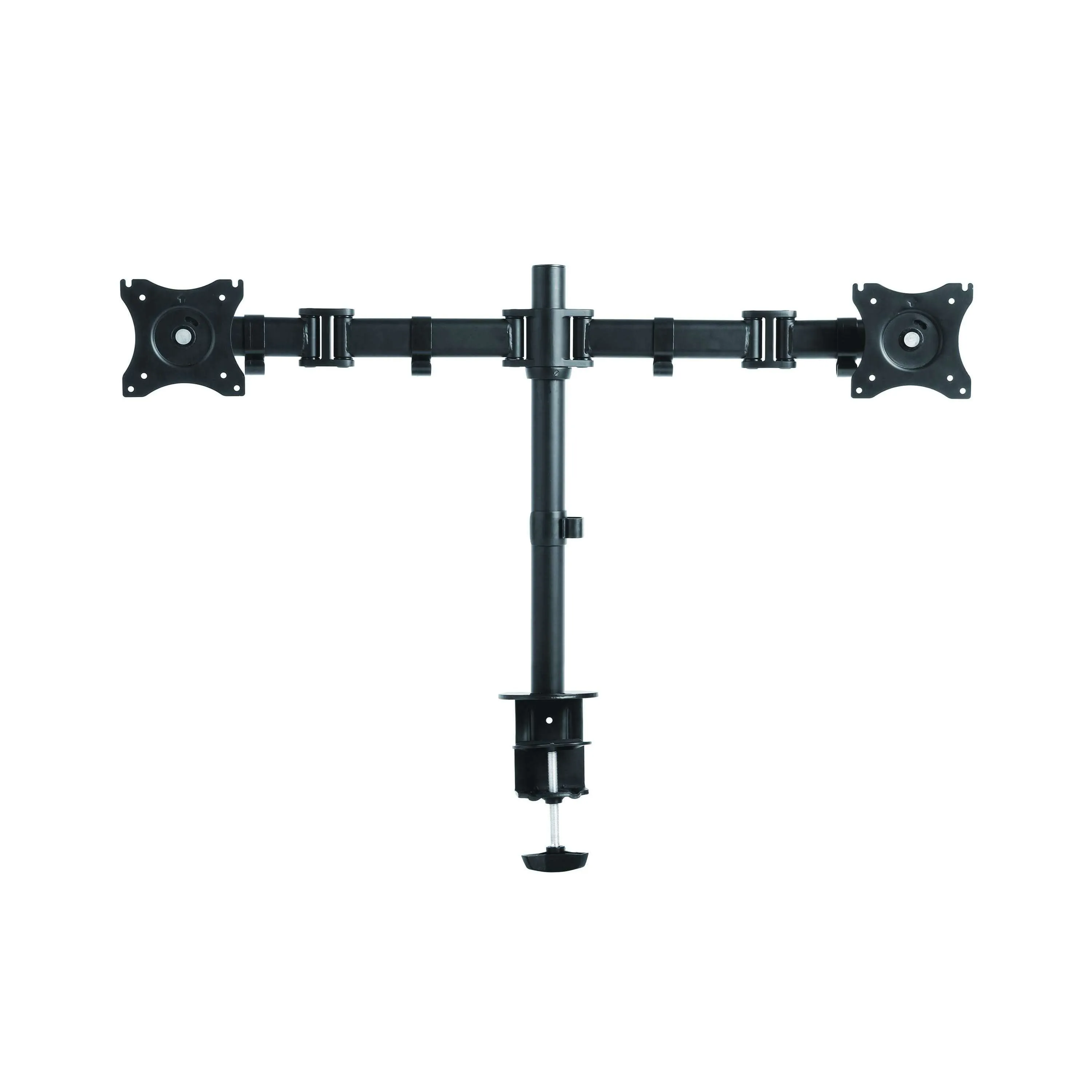 Lorell/Rocelco Black Double-Articulated Dual Monitor Desk Mount Arm for 13"-27” Computer Monitors, R DM2