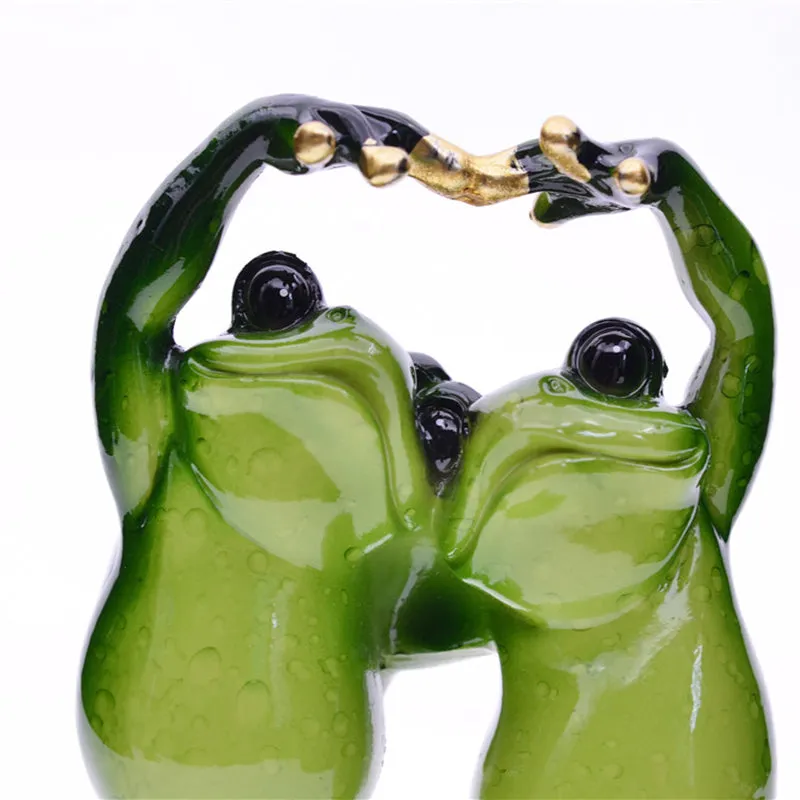 Lovers Frog Resin Miniatures Figurine for Home Garden Decoration