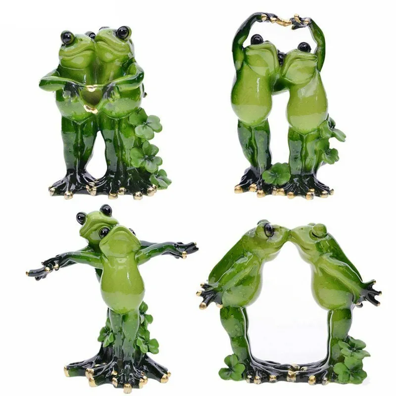 Lovers Frog Resin Miniatures Figurine for Home Garden Decoration