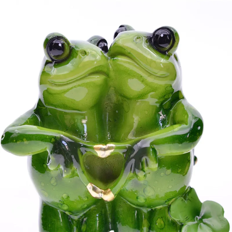 Lovers Frog Resin Miniatures Figurine for Home Garden Decoration