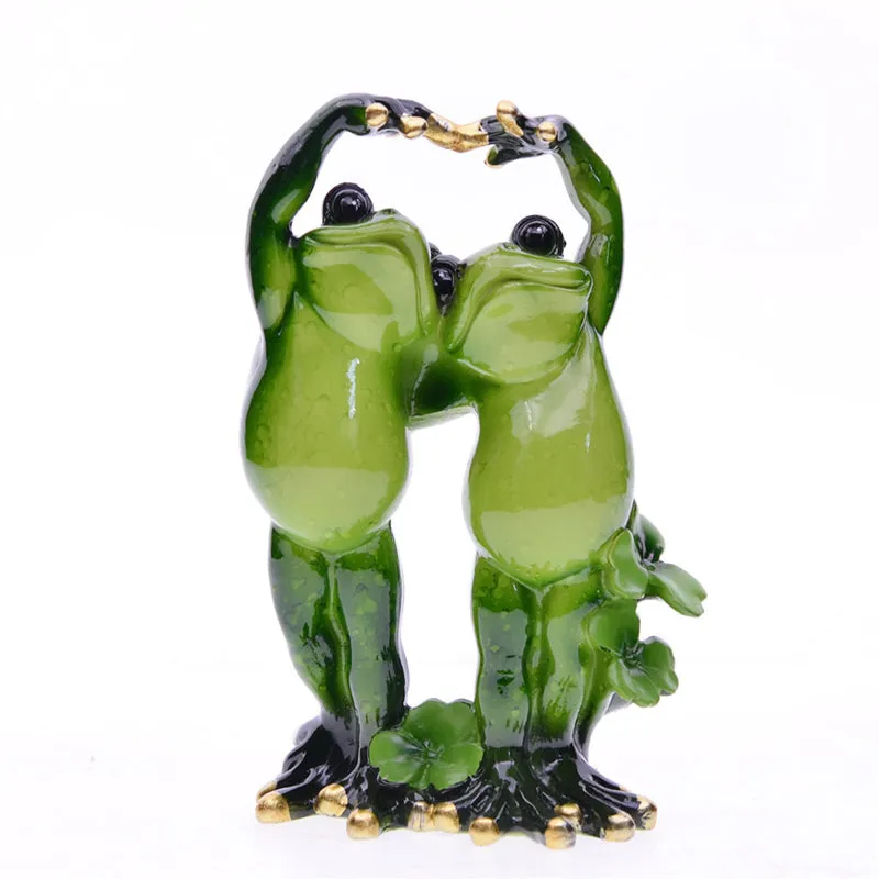 Lovers Frog Resin Miniatures Figurine for Home Garden Decoration