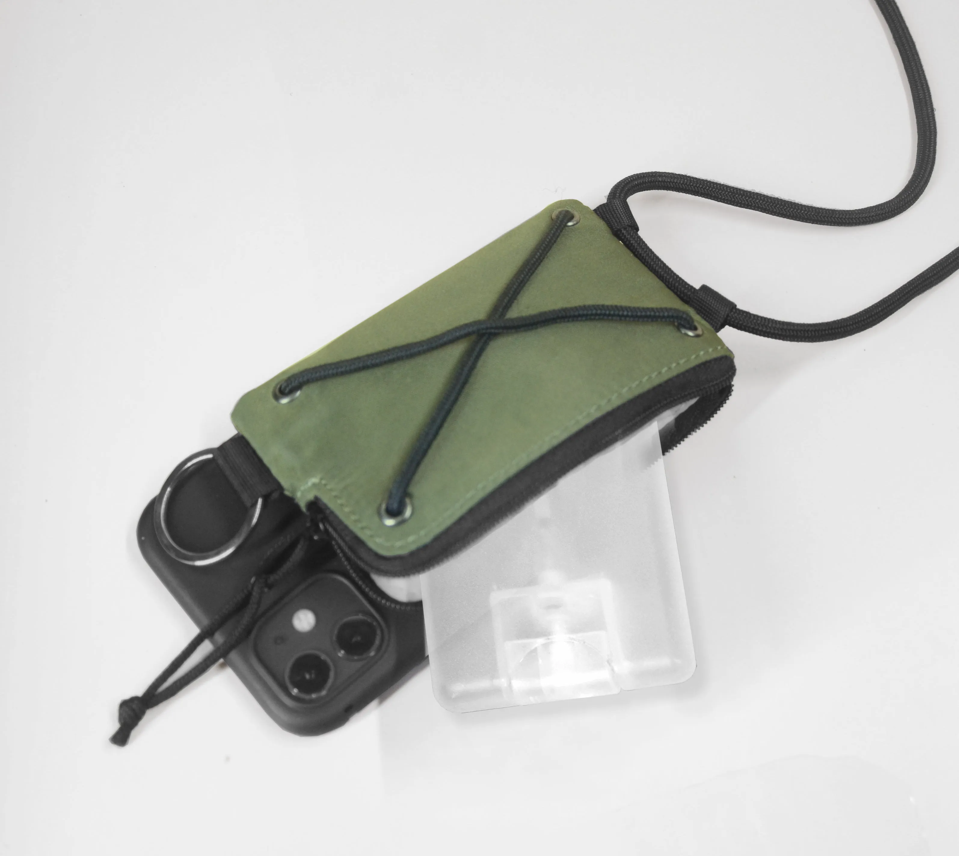 <A 000a001g05>Crossbody Phone Case with zipper pouch (With KOVID-TEX Antimicrobial Lining) GREEN