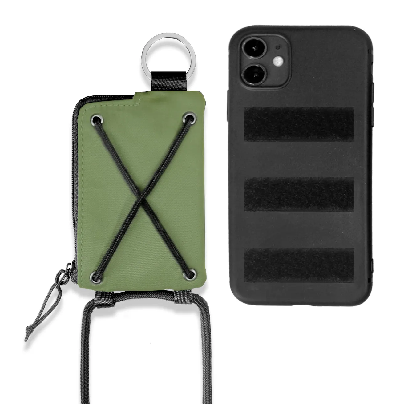 <A 000a001g05>Crossbody Phone Case with zipper pouch (With KOVID-TEX Antimicrobial Lining) GREEN