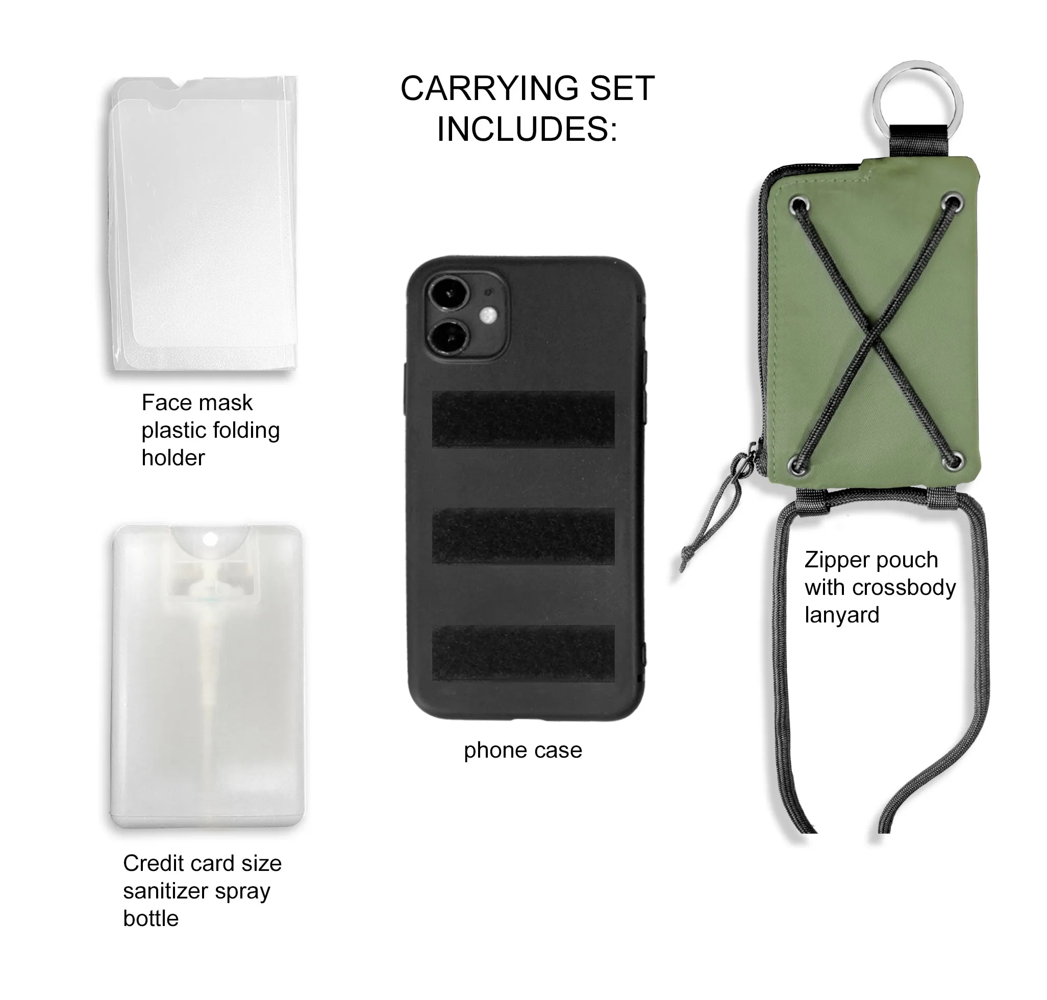 <A 000a001g05>Crossbody Phone Case with zipper pouch (With KOVID-TEX Antimicrobial Lining) GREEN