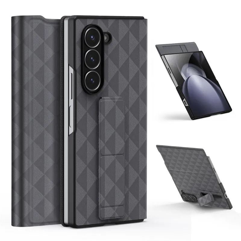 Luxury Triangle Pattern Magnetic PU Leather Phone Case with Card Slot Holder For Samsung Galaxy Z Fold 6