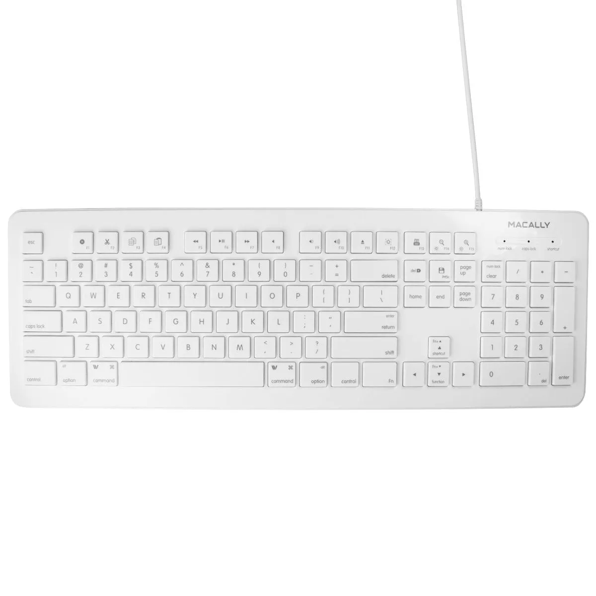 MACALLY MKEYX Full Size (104 Key) USB Wired Keyboard for Mac/Windows PC - White