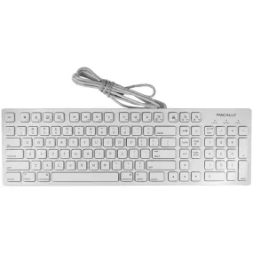 Macally USB Wired Keyboard for Windows PC & More - White (MKEYE 01)