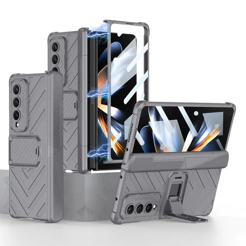 Magnetic Folding Armor Phone Case with Hidden S Pen Holder For Samsung Galaxy Z Fold 5