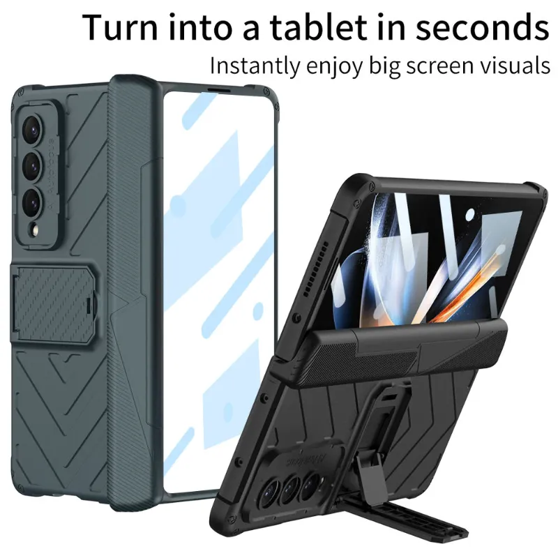 Magnetic Folding Armor Phone Case with Hidden S Pen Holder For Samsung Galaxy Z Fold 5