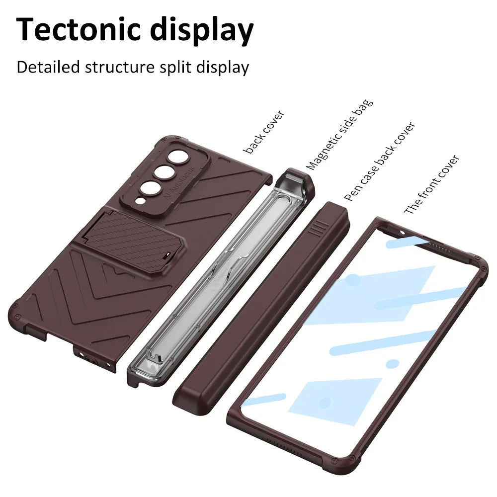 Magnetic Folding Armor Phone Case with Hidden S Pen Holder For Samsung Galaxy Z Fold 5