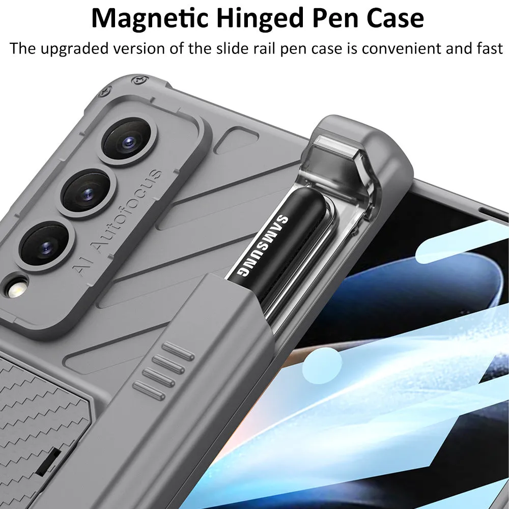 Magnetic Folding Armor Phone Case with Hidden S Pen Holder For Samsung Galaxy Z Fold 5