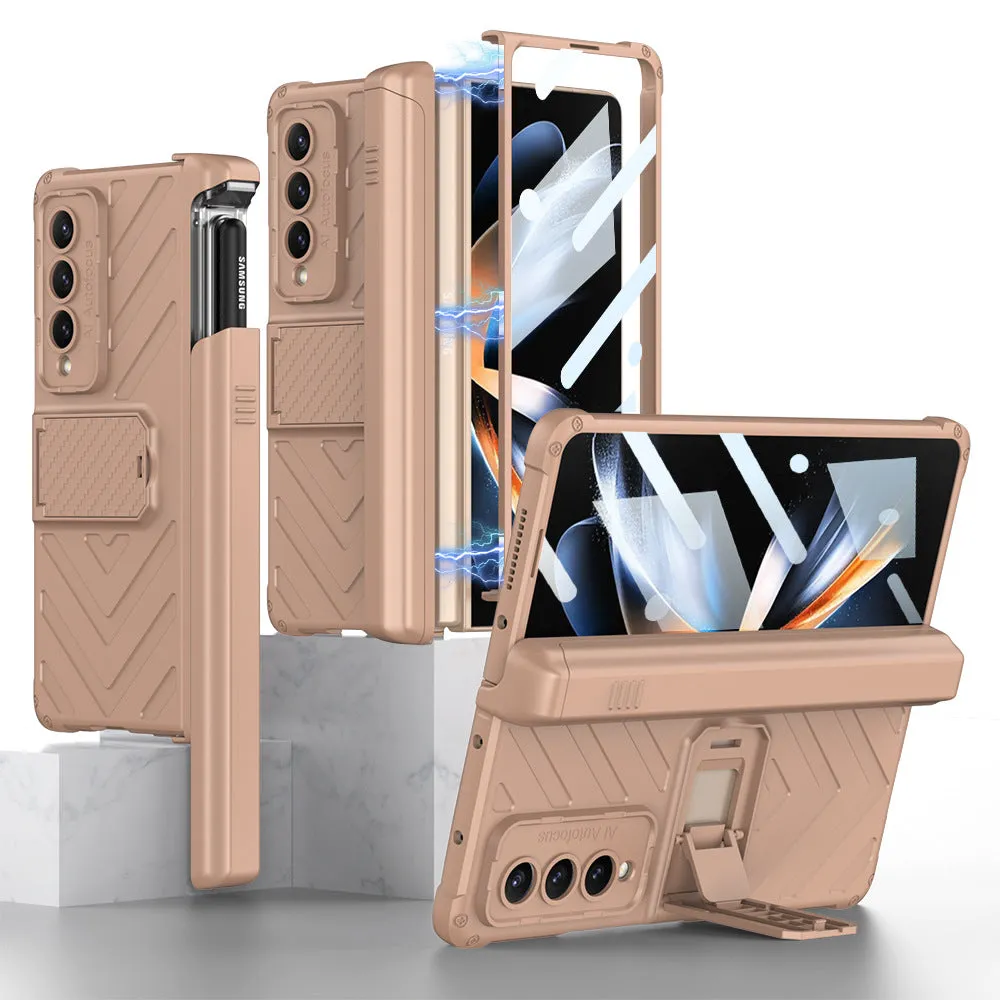 Magnetic Folding Armor Phone Case with Hidden S Pen Holder For Samsung Galaxy Z Fold 5