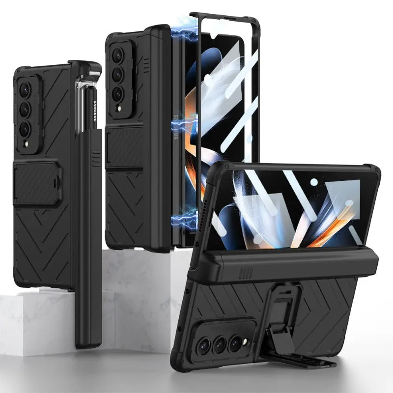 Magnetic Folding Armor Phone Case with Hidden S Pen Holder For Samsung Galaxy Z Fold 5