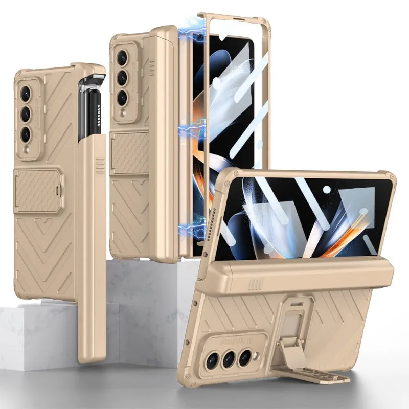 Magnetic Folding Armor Phone Case with Hidden S Pen Holder For Samsung Galaxy Z Fold 5