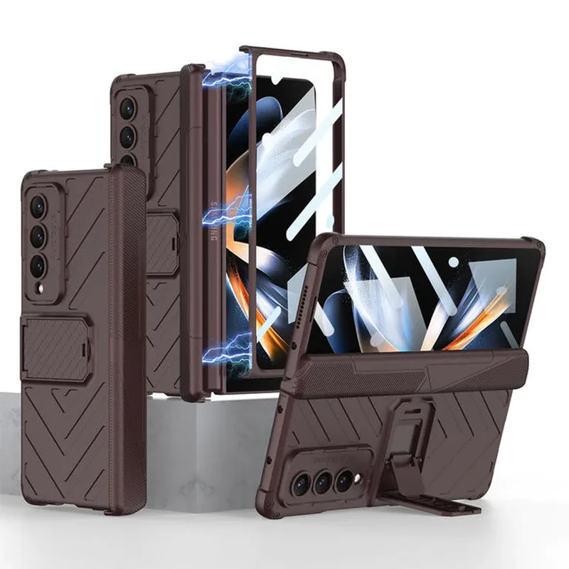 Magnetic Folding Armor Phone Case with Hidden S Pen Holder For Samsung Galaxy Z Fold 5