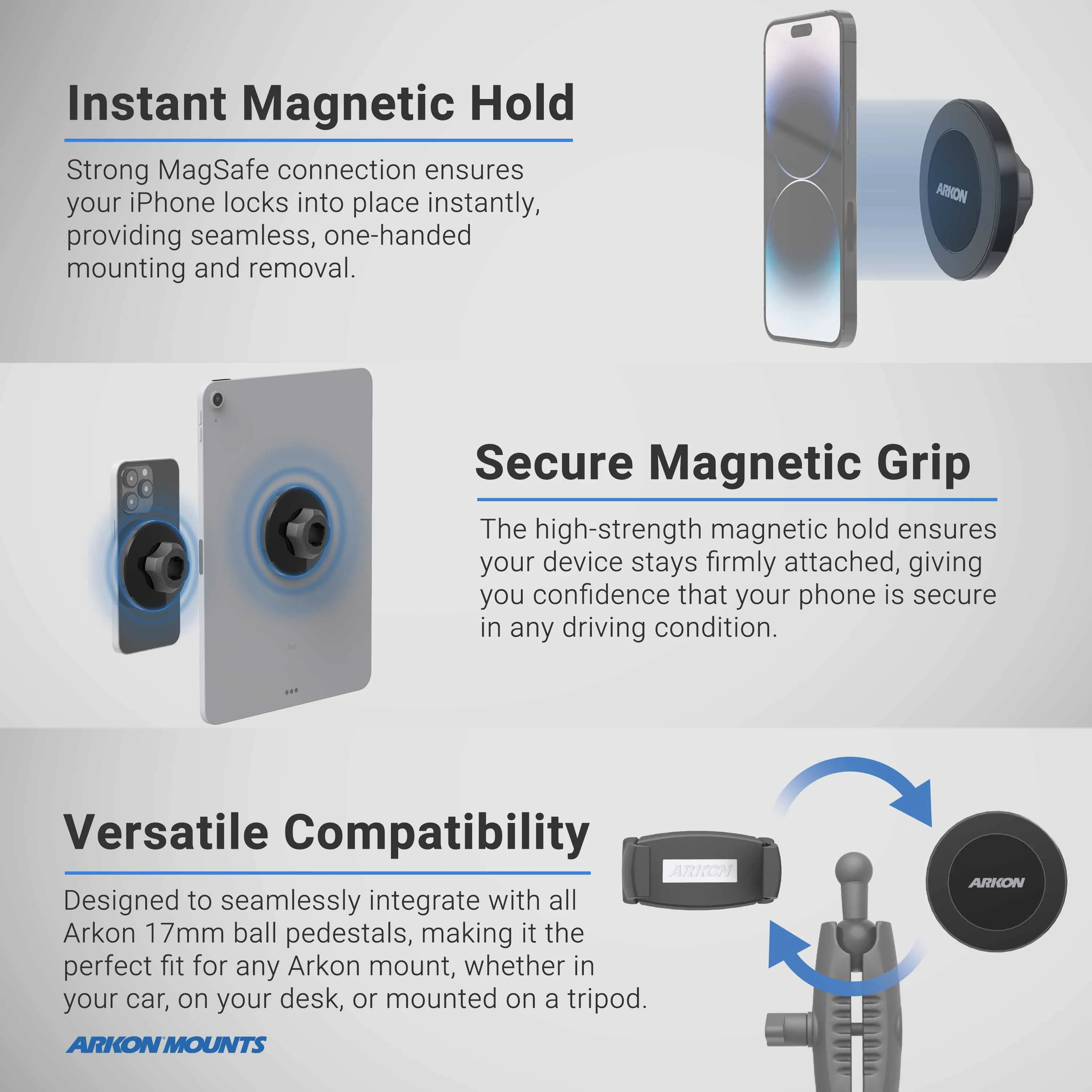 Magnetic Phone Holder with 17mm Tightening Ring - MagSafe Compatible