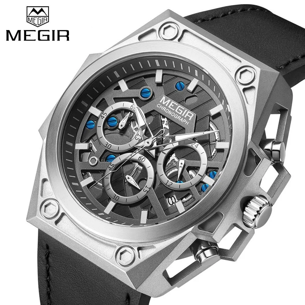 MEGIR Men's Watches Waterproof Sports Wristwatches Quartz Watch Chronograph Luminous Male Clock Calendar Relogio Masculino