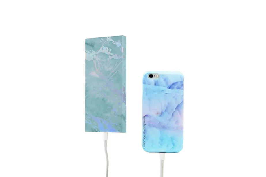 Mint Holo Marble Power Bank Charger