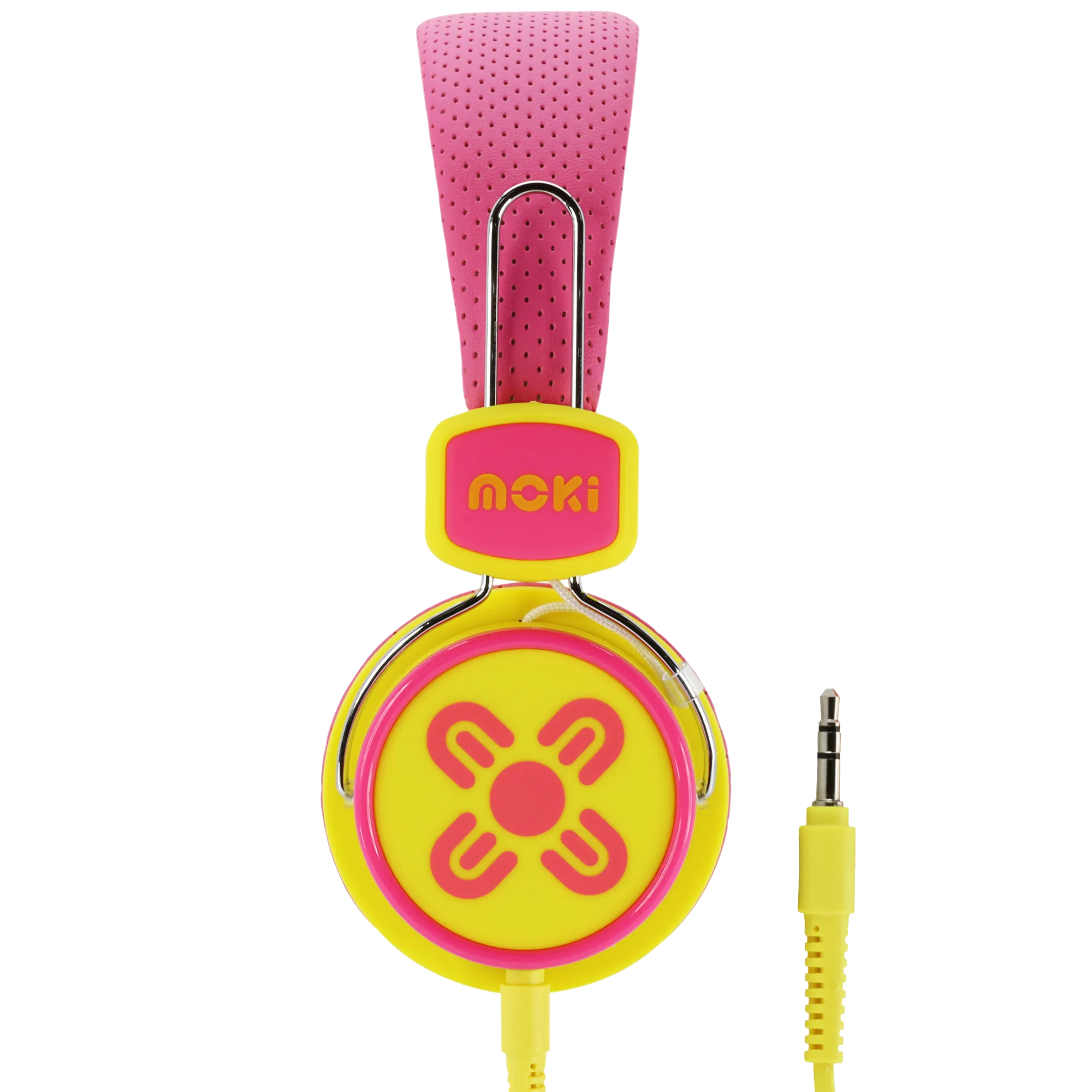 Moki Kid Safe Headphones Volume Limited Over Ear - Pink/Yellow