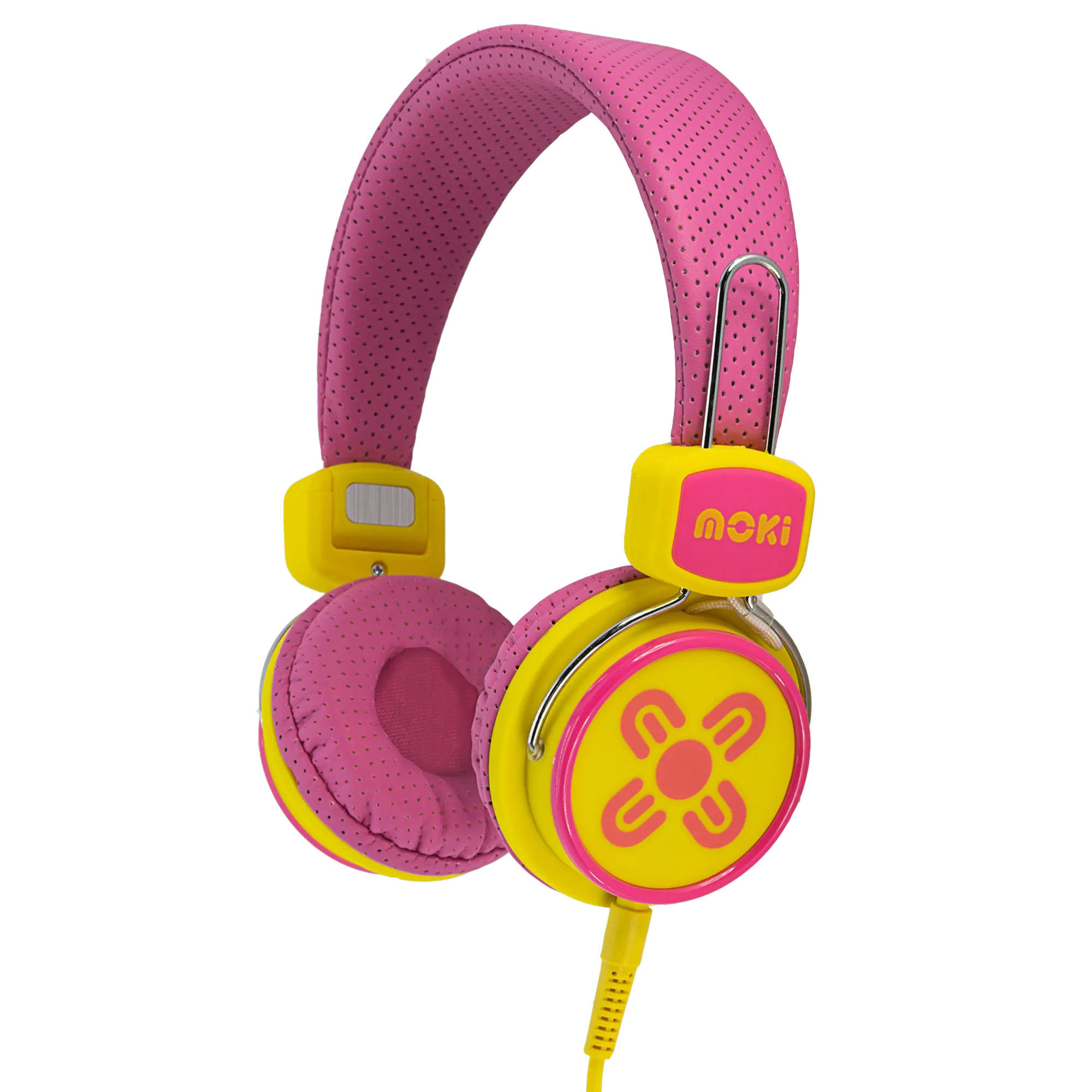 Moki Kid Safe Headphones Volume Limited Over Ear - Pink/Yellow