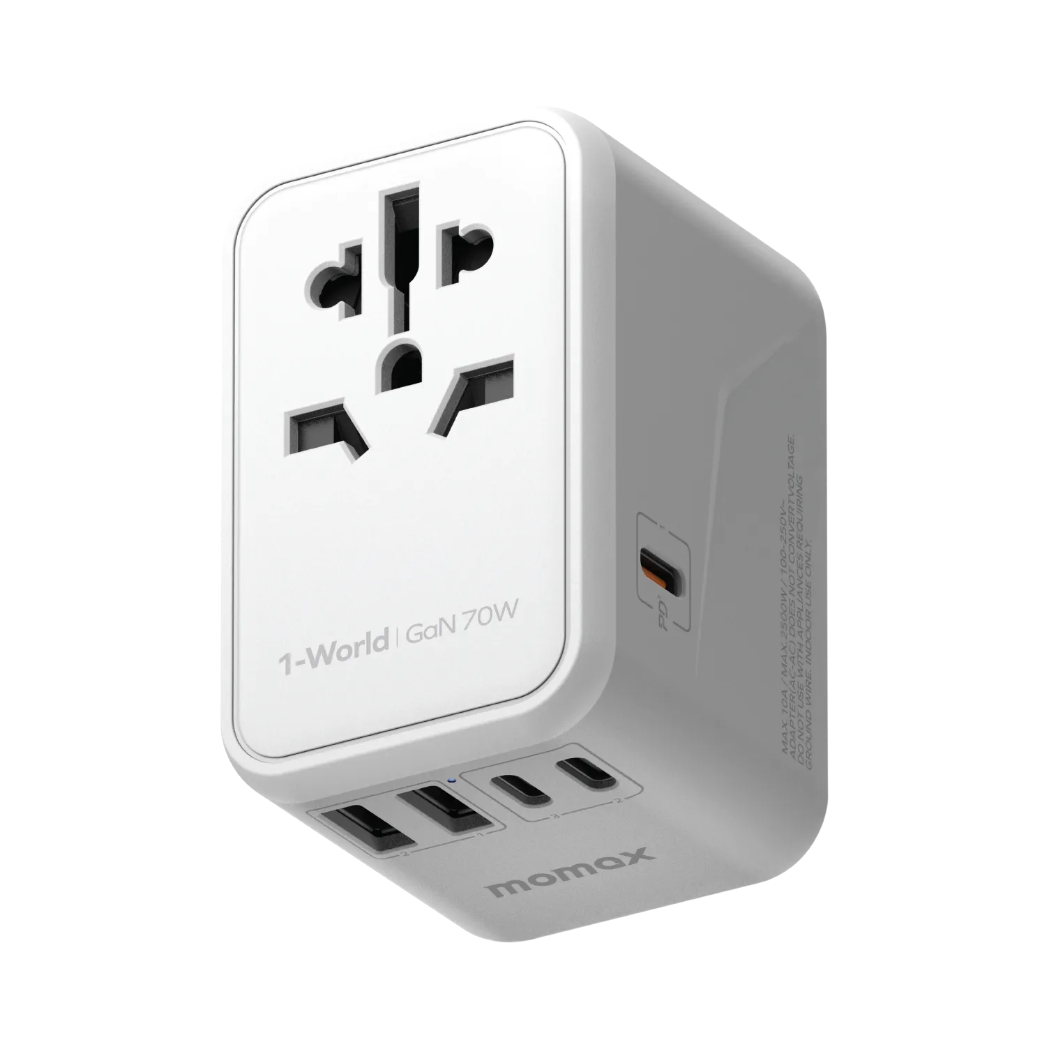 MOMAX 1-World PD 70W GaN 5-Port   AC Charger Universal Travel Adapter