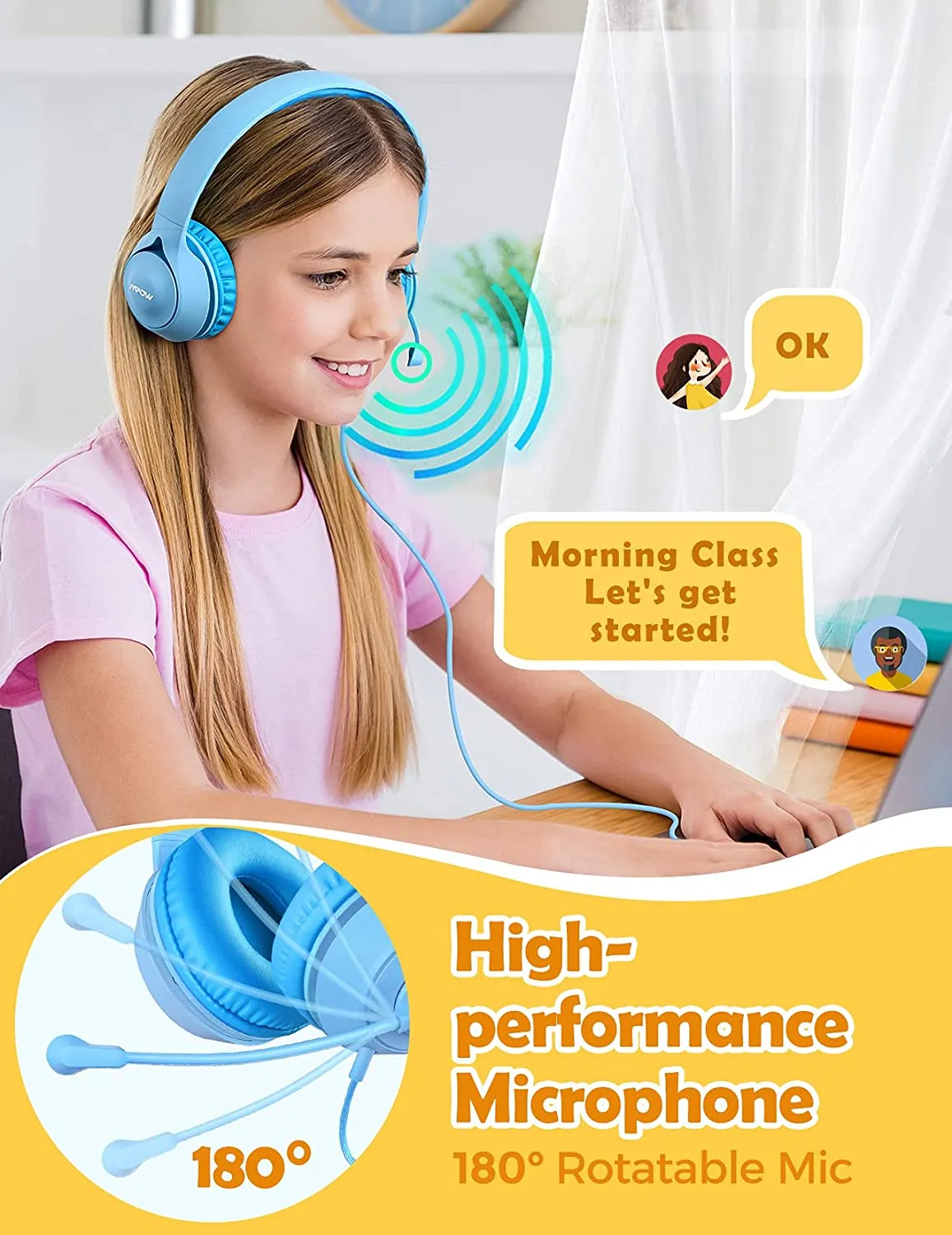 Mpow LH1 Kids Headphones with Microphone