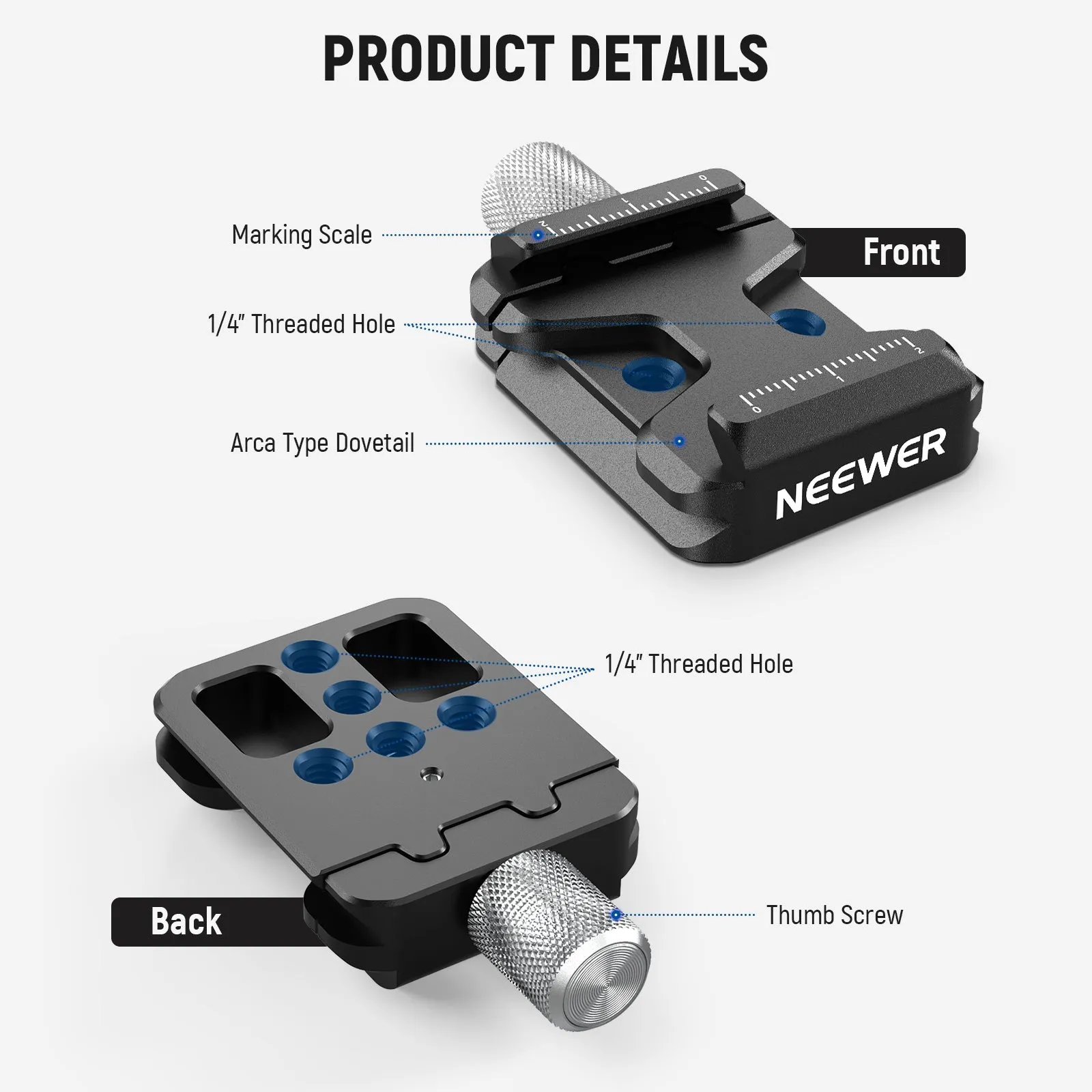 NEEWER GA004 Arca Type Quick Release Clamp