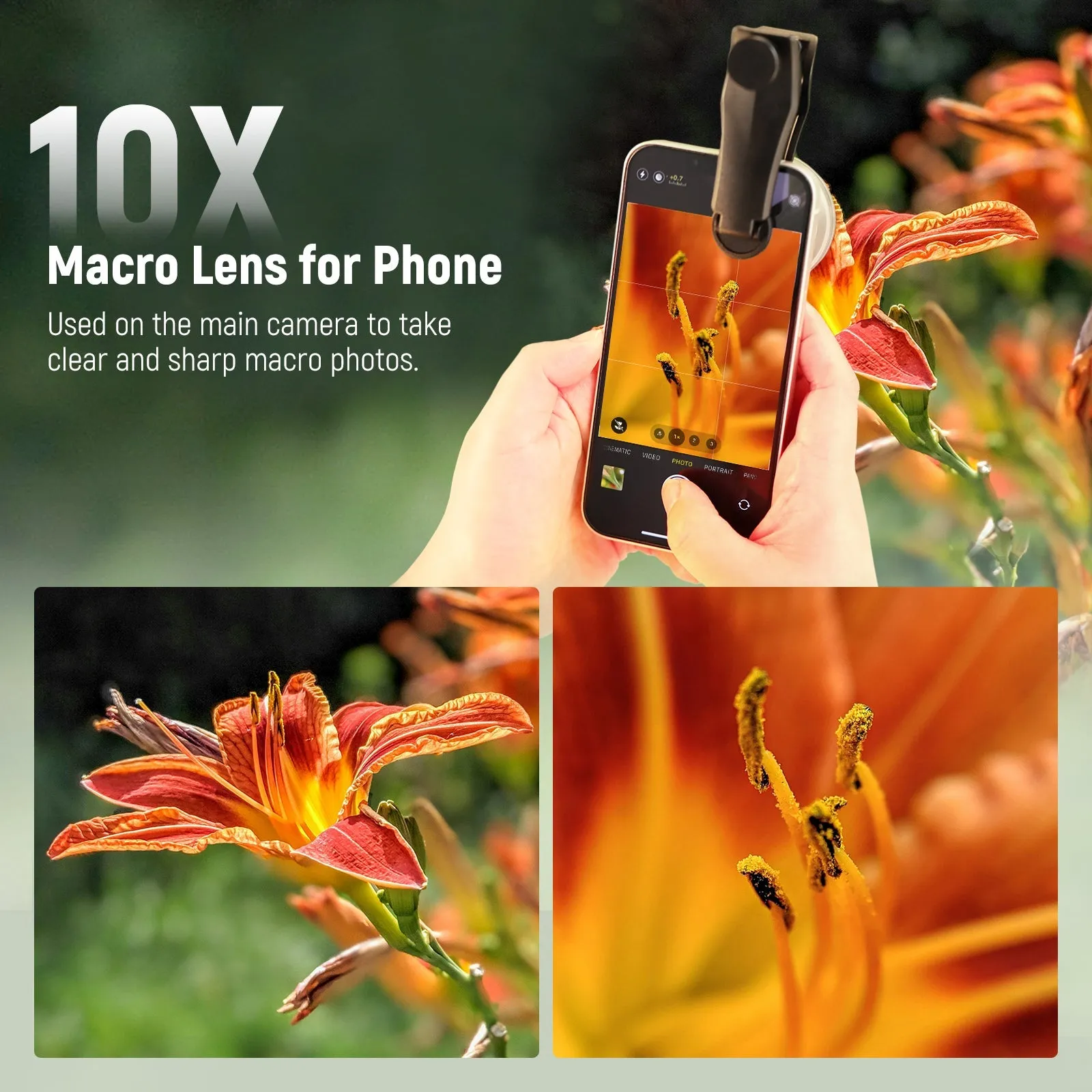 NEEWER LS-28 PRO 10X Macro Lens with 17mm Thread Phone Lens Clip & Diffuser For Smartphone