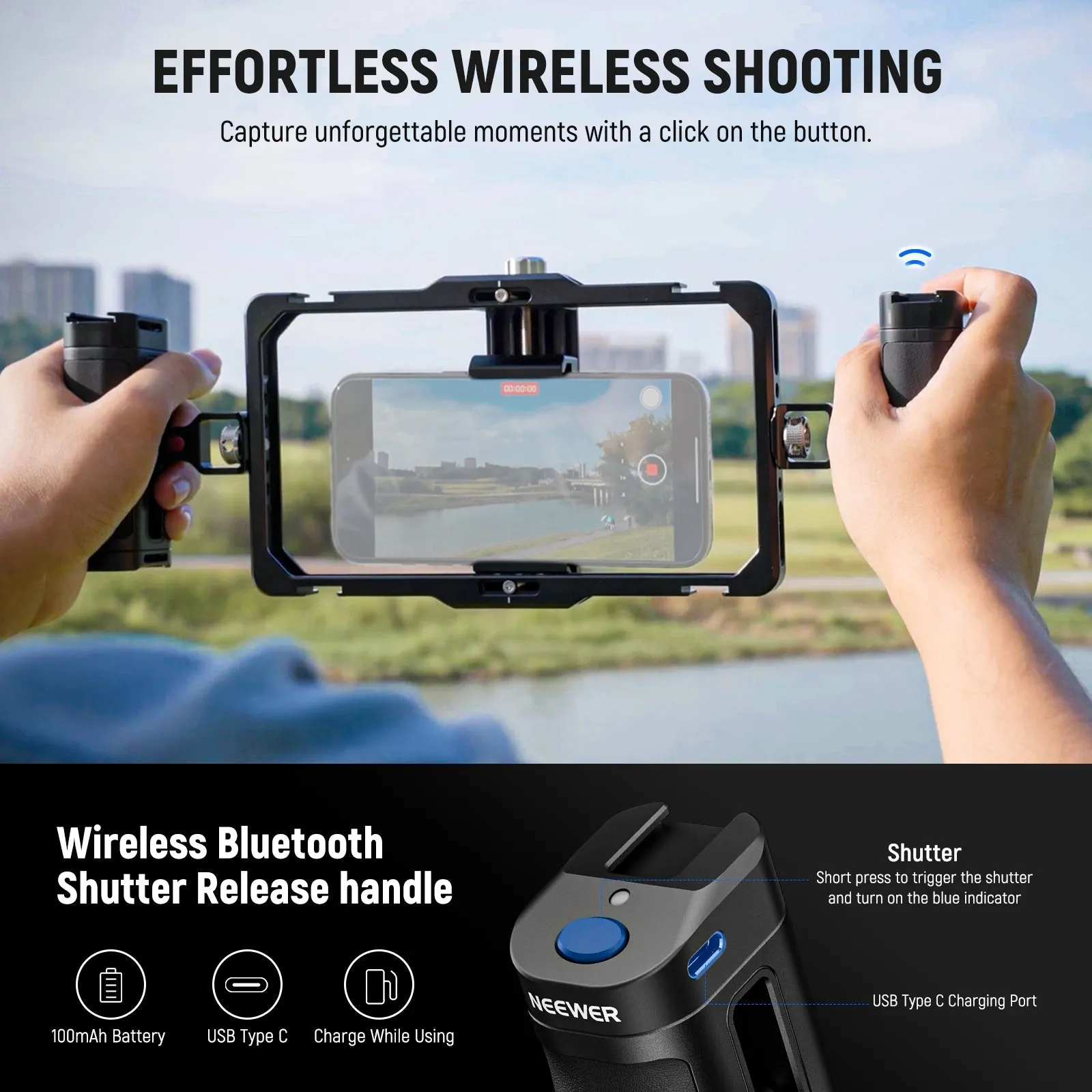 NEEWER PA009E Universal Phone Cage Video Rig With Bluetooth Shutter