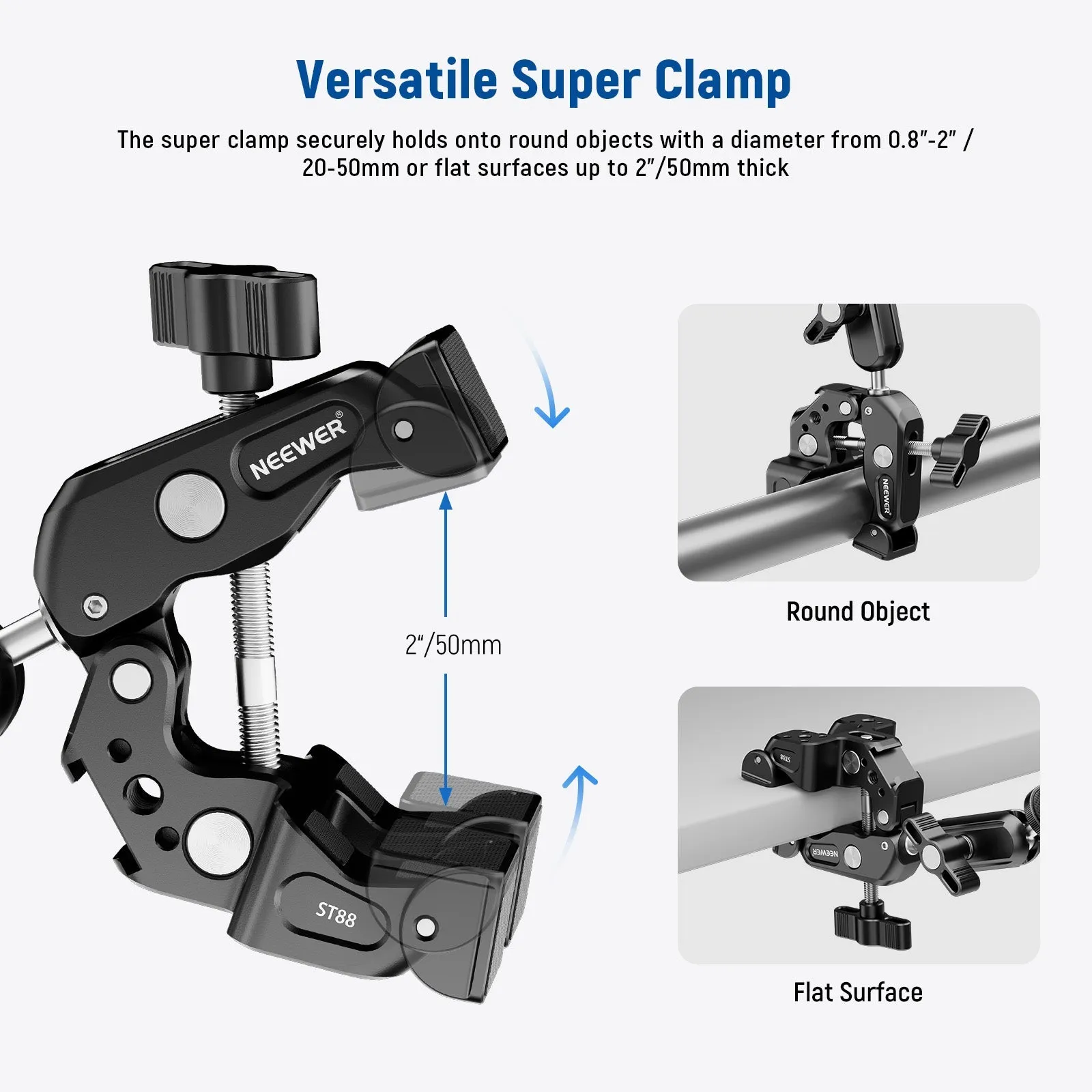 NEEWER ST88 Super Clamp with 3" Dual Ballhead Magic Arm