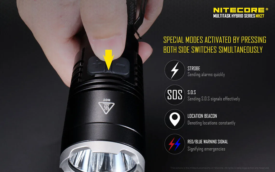 Nitecore MH27 RGB LED USB Flashlight XP-L HI Cree LED With Nitecore NL1823 18650 Lithium Battery