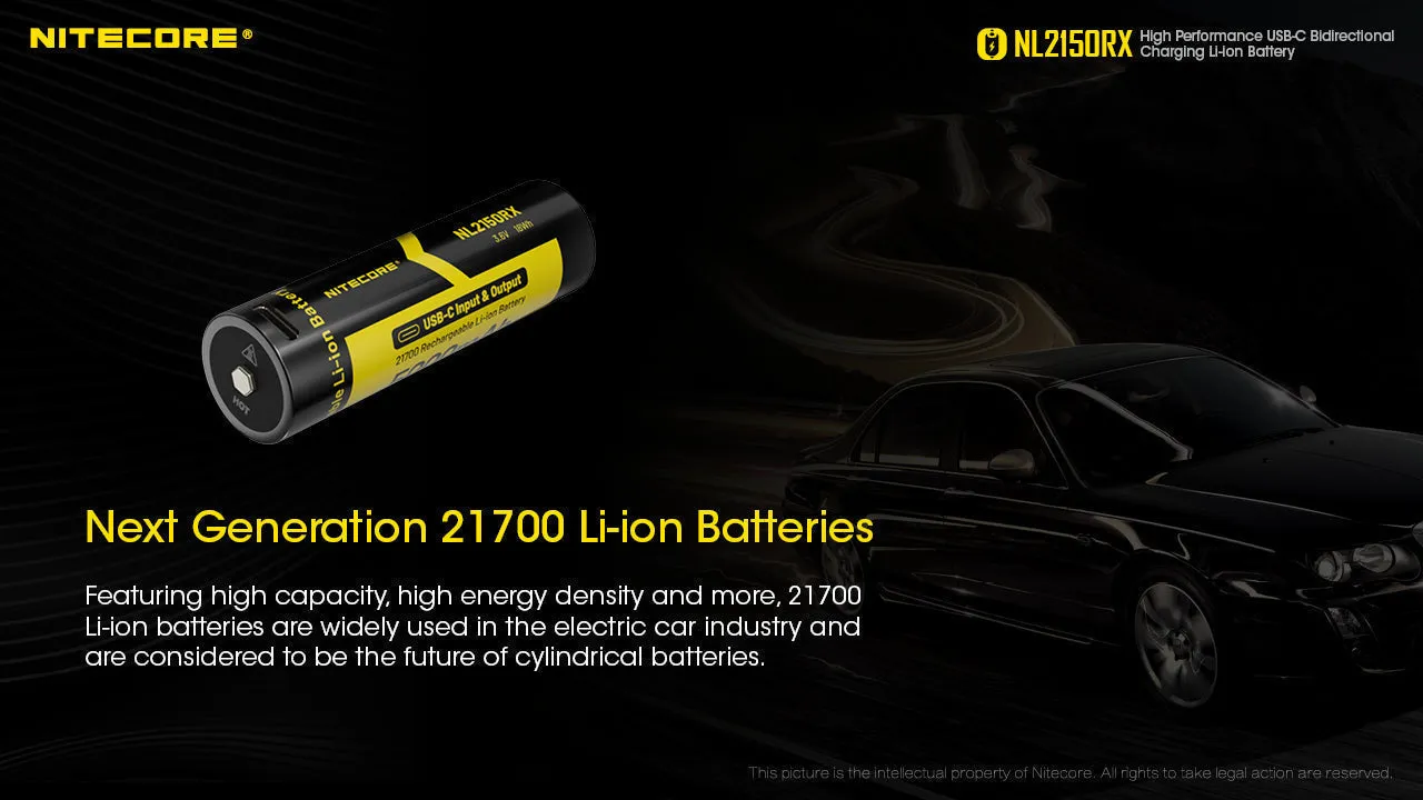 Nitecore NL2150RX 5000mAh USB-C Rechargeable 21700 Li-Ion Battery w/  Powerbank Function