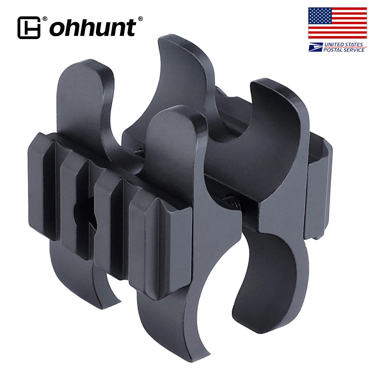 ohhunt® 12-Gauge Shotgun Barrel Clamp Magazine Tube Clamp with 2 Detachable Picatinny Rails