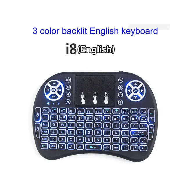 Original Backlight i8 English Russian Spanish 2.4GHz Wireless Keyboard Air Mouse Touchpad Backlit for Android TV BOX Mini PC