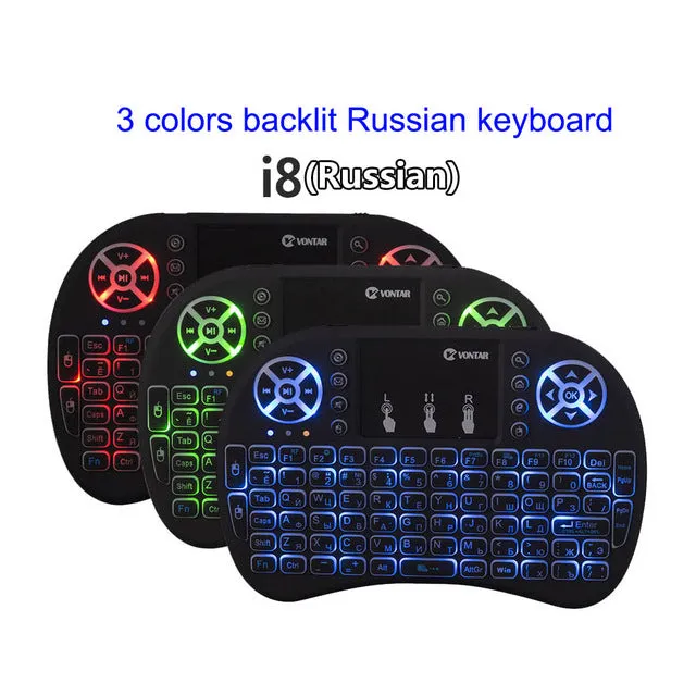 Original Backlight i8 English Russian Spanish 2.4GHz Wireless Keyboard Air Mouse Touchpad Backlit for Android TV BOX Mini PC