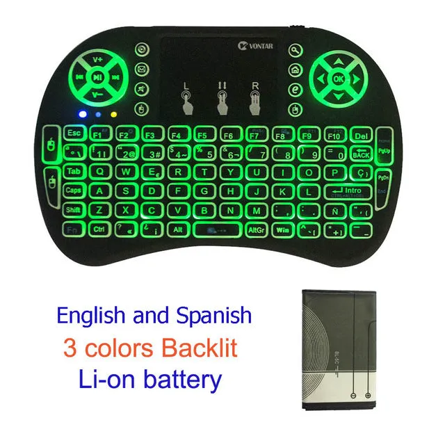 Original Backlight i8 English Russian Spanish 2.4GHz Wireless Keyboard Air Mouse Touchpad Backlit for Android TV BOX Mini PC