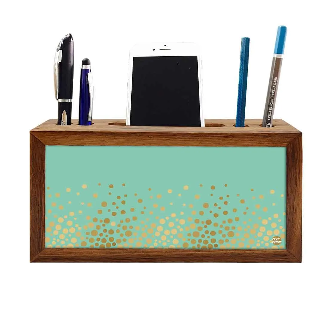 Pen Mobile Stand Holder Desk Organizer - Mint & Gold