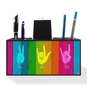 Pen Mobile Stand Holder Desk Organizer - Peace Love Rock