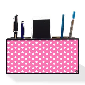 Pen Mobile Stand Holder Desk Organizer - Pink Polka Dots