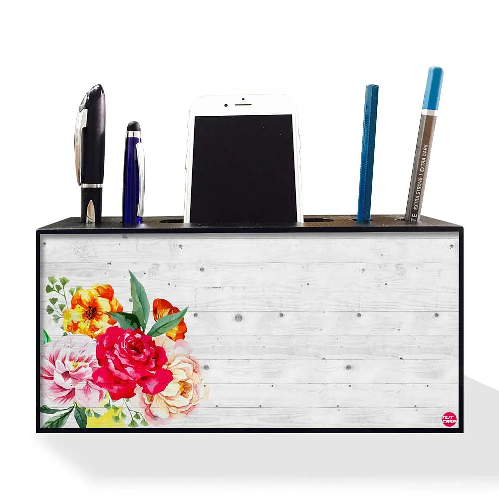 Pen Mobile Stand Holder Desk Organizer - Roses