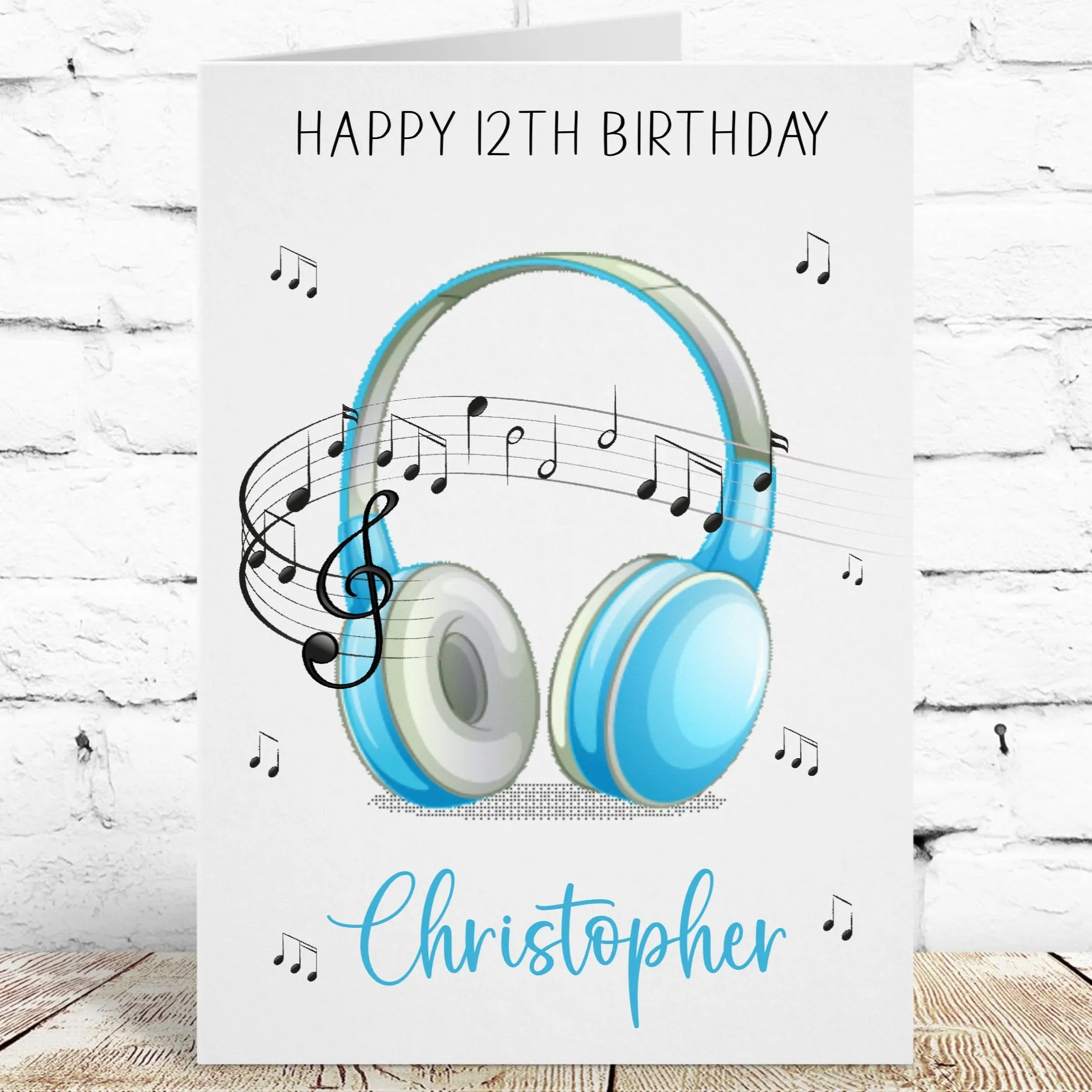 Personalised Birthday Card Music Headphones