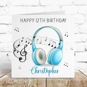 Personalised Birthday Card Music Headphones